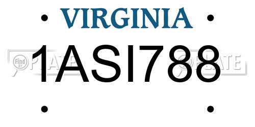 1ASI788 Virginia License Plate