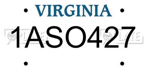 1ASO427 Virginia License Plate