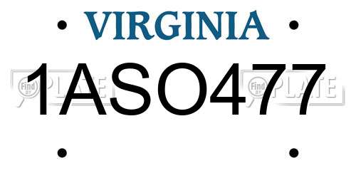 1ASO477 Virginia License Plate