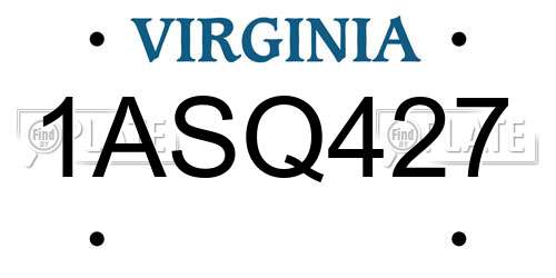 1ASQ427 Virginia License Plate