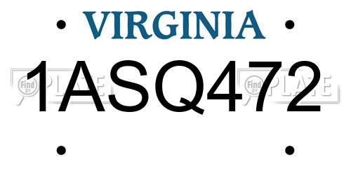 1ASQ472 Virginia License Plate
