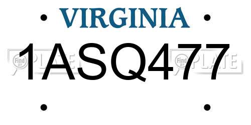 1ASQ477 Virginia License Plate