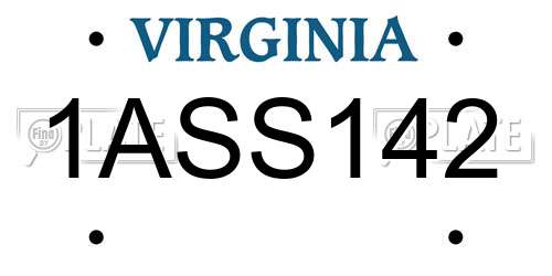 1ASS142 Virginia License Plate