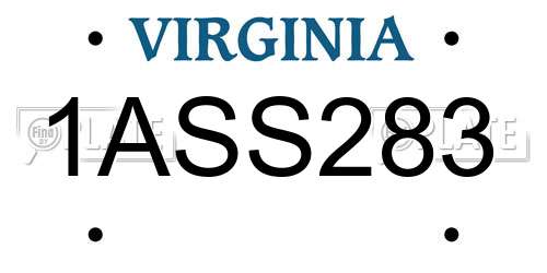 1ASS283 Virginia License Plate
