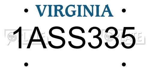 1ASS335 Virginia License Plate