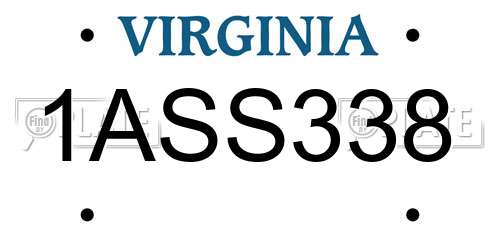 1ASS338 Virginia License Plate