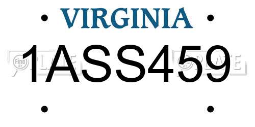 1ASS459 Virginia License Plate