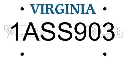 1ASS903 Virginia License Plate