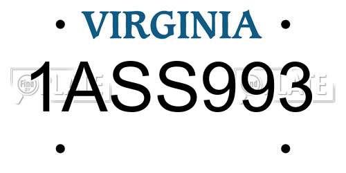 1ASS993 Virginia License Plate