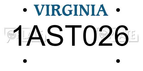 1AST026 Virginia License Plate