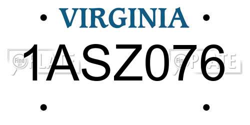 1ASZ076 Virginia License Plate