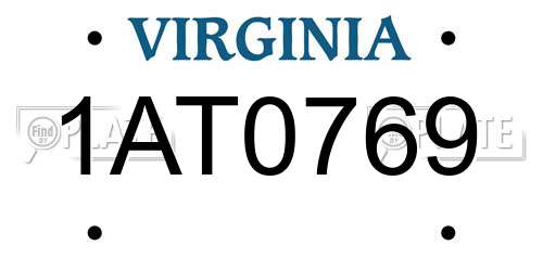 1AT0769 Virginia License Plate