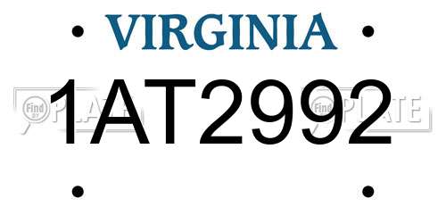 1AT2992 Virginia License Plate
