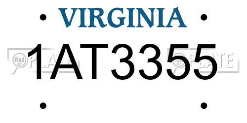 1AT3355 Virginia License Plate