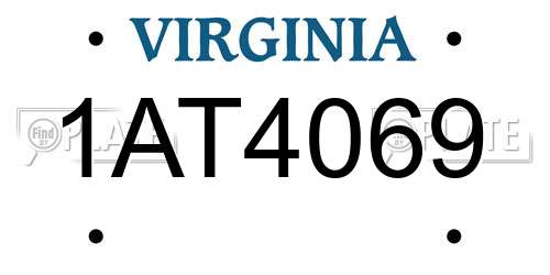 1AT4069 Virginia License Plate