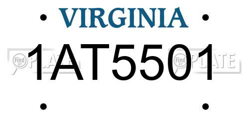 1AT5501 Virginia License Plate