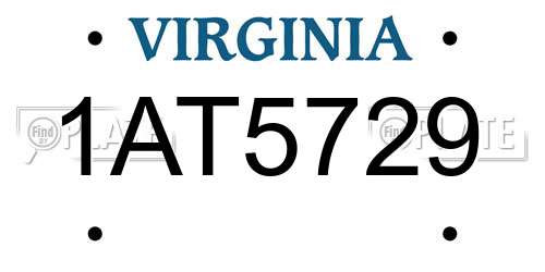 1AT5729 Virginia License Plate