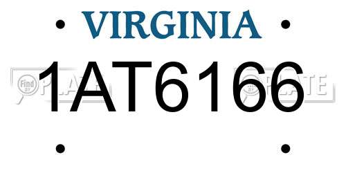 1AT6166 Virginia License Plate