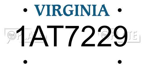 1AT7229 Virginia License Plate
