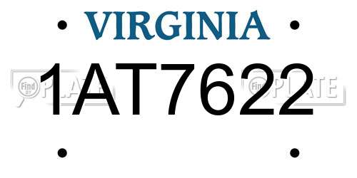 1AT7622 Virginia License Plate