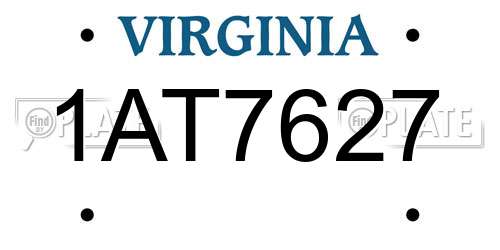 1AT7627 Virginia License Plate