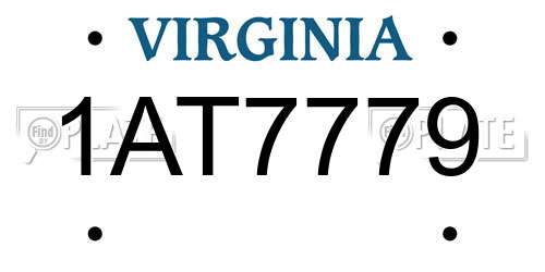 1AT7779 Virginia License Plate