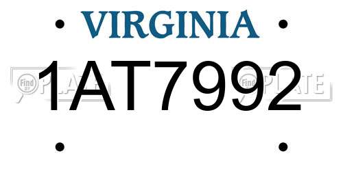 1AT7992 Virginia License Plate