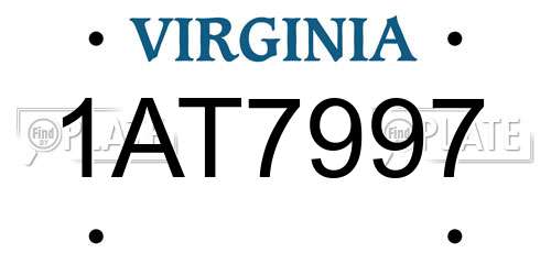1AT7997 Virginia License Plate