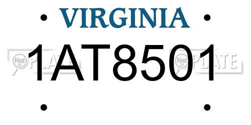 1AT8501 Virginia License Plate