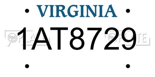 1AT8729 Virginia License Plate