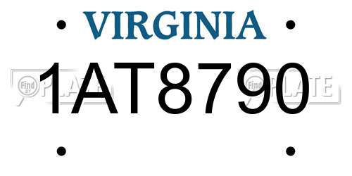1AT8790 Virginia License Plate