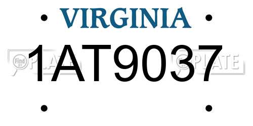 1AT9037 Virginia License Plate