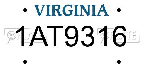 1AT9316 Virginia License Plate