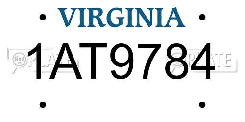 1AT9784 Virginia License Plate