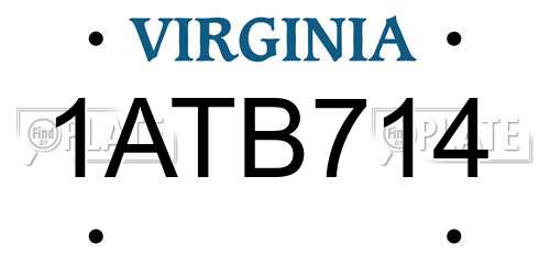 1ATB714 Virginia License Plate
