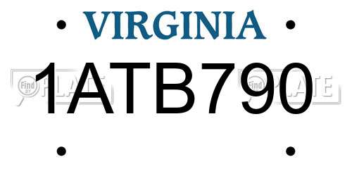 1ATB790 Virginia License Plate
