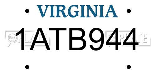 1ATB944 Virginia License Plate