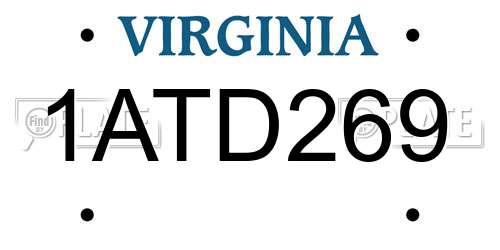 1ATD269 Virginia License Plate