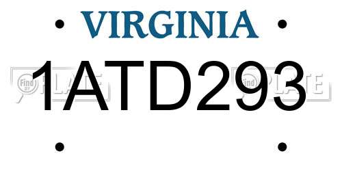 1ATD293 Virginia License Plate