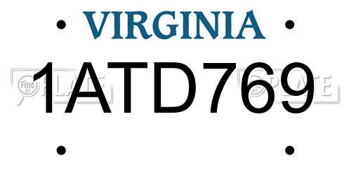 1ATD769 Virginia License Plate