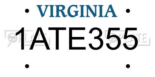 1ATE355 Virginia License Plate