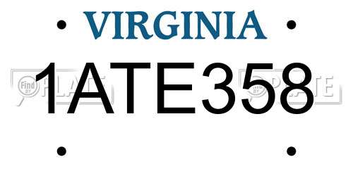 1ATE358 Virginia License Plate