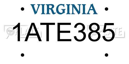 1ATE385 Virginia License Plate