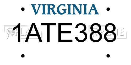 1ATE388 Virginia License Plate