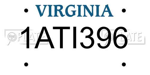 1ATI396 Virginia License Plate