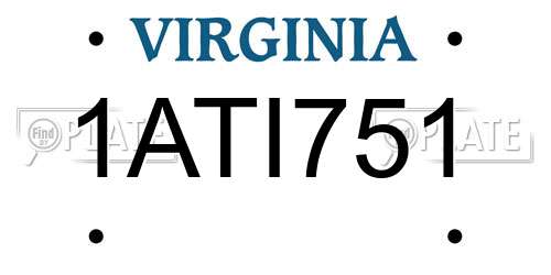 1ATI751 Virginia License Plate