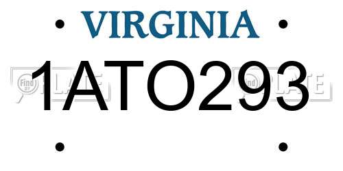 1ATO293 Virginia License Plate