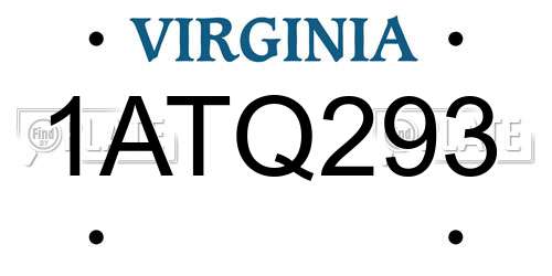 1ATQ293 Virginia License Plate