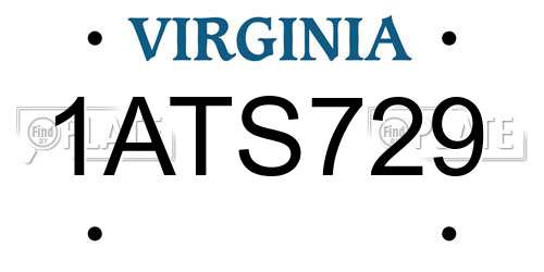 1ATS729 Virginia License Plate