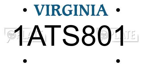 1ATS801 Virginia License Plate